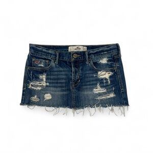 Hollister dark denim distressed y2k miniskirt - Xs